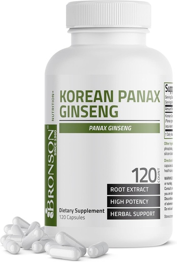 [BRSWYAYFBV7R4FDZ] Bronson Korean Panax Ginseng Support Energy, Endurance & Vitalitas + Memory and Mental Performance, 120 Kapsul