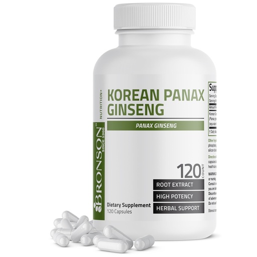 [BRSWYAYFBV7R4FDZ] Bronson Korean Panax Ginseng Supports Energy, Endurance & Vitality + Memory and Mental Performance, 120 Capsules