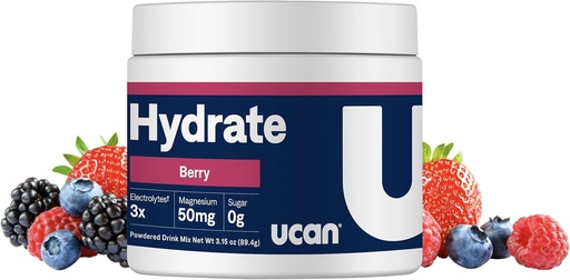 [BRSWKZIKPMMR63TM] UCAN Hydrate Electrolyte Drink Mix (Berry, 30 Servings) Sugar-Free, Keto-Friendly, Vegan, Non-GMO, Gluten-Free Electrolyte Powder with Potassium & Magnesium for Runners & Athletes