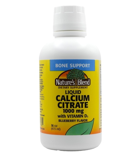 [BRSWIZQCCQHBYGTC] Liquid Calcium Citrate 1000mg with D3 16 fl oz Liquid Blueberry
