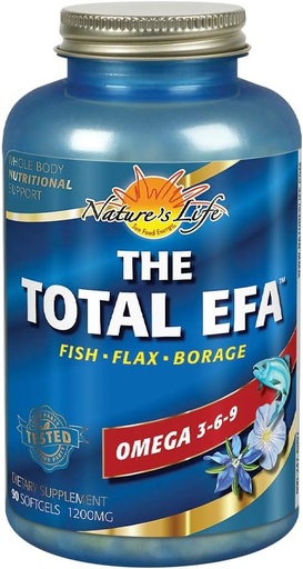 [BRSWIYQYDIGGMDDC] Nature's Life The Total EFA Fish Oil w/Organic Flaxseed & Borage Oils | 1200 mg | Skin, Heart & Memory | 90 Softgel