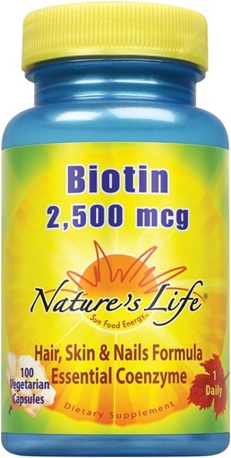 [BRSWIYQAO4GRGCTK] Nature's Life Biotin 2500mcg | Healthy Hair, Skin, Nail & Metabolism Support | Non-GMO | 100 Vegetable Capsules