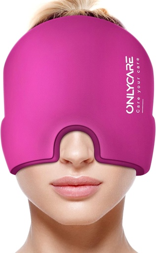 [BRSRMBINDIGWMA3O] ONLYCARE Migraine Relief Cap, Upgraded Odorless Migraine Ice Head Wrap, Headache Relief Hat for Migraine, Hot Pink