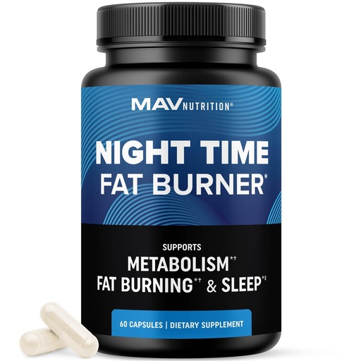 [BRSROAYZBYGRAAAV] Night Time Fat Burner for Weight Loss Support & Sleep Aid | Appetite Suppressant, Carb Blocker, Nighttime Metabolism Booster for Stomach Fat Burner & Night Shred with Melatonin | Non-GMO, Vegan 60ct