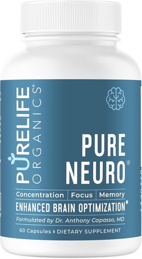 [BRSRAZAPA4IAYDYV] PureLife Organics Pure Neuro - Täydennys aivojen sumun poistamiseen, muistin tuki & Focus Enhancement - 30 päivän tarjonta - 60 Vegan & Gluteenittomat kapselit - Lääkäri suunniteltu aivojen terveystuki