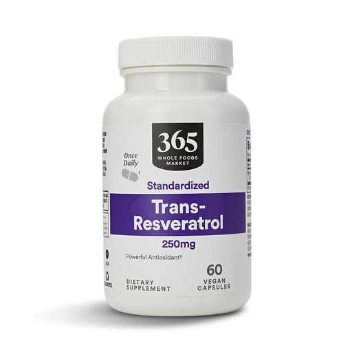 [BRSWGZQBOQFQ2CIU] 365 by Whole Foods Market, Transresveratrol 250Mg, 60 Vegg Capsules