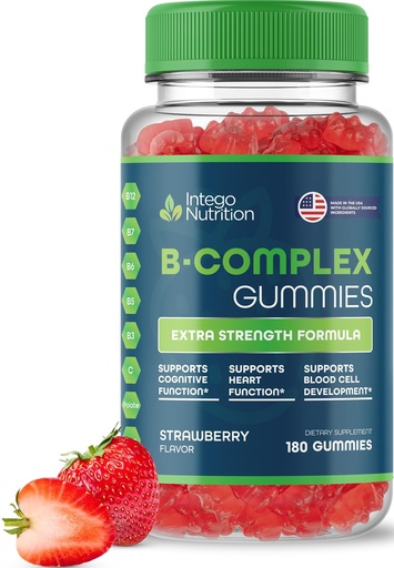 [BRSWYA36BAHAGCL3] Vitamin B Complex Gummies for Women, Natural Strawberry Flavor - 180 Count | B Complex Vitamins For Women - Helps Support Daily Energy & Brain Function* - 90 Servings, Easy To Take Every Morning