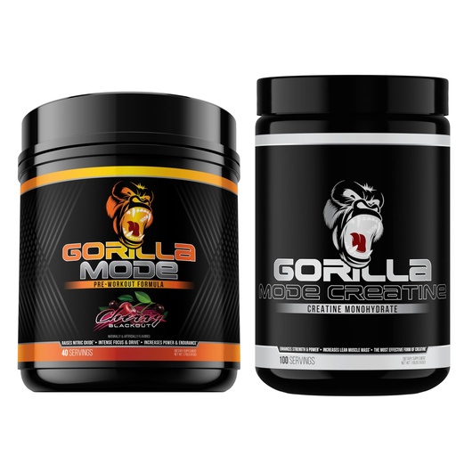[BRSRAYA3CQIQE2D5] Gorilla Mind Pre Workout (Cherry) + Creatine (100 Serv.) - Comprehensive Stack for Improved Strength, Power Output, and Muscle Size