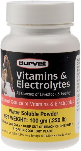 [BRSWIYQBBMDGCFT6] Durvet 698468 Vitaminen & Elektrolyten voor dieren en pluimvee 100G