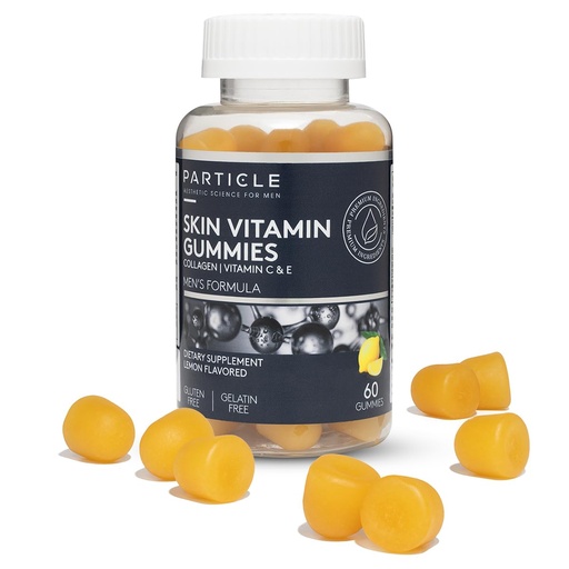 [BRSROGTRCMMRAG33] Particle Skin Vitamin Gummies, Gluten Free Daily Supplement for Healthy Skin Support, Men's Supplement Made with Vitamin C, Collagen, Biotin & Zinc, Lemon Flavor, 60 Gummies, 1 Month Supply