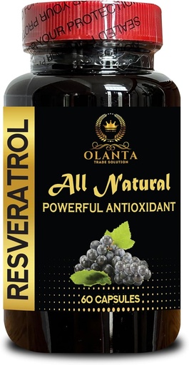 [BRSRABT2DMBAAHI6] RESVERATROL Extract - Immune Health Supplements, Vitamin E antioxidant, Seniors' antioxidant Support, Gluten-Free Energy Support, All Natural resveratrol - 1 Bottle 60 Capsules