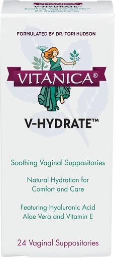 [BRSRA2QEDN6QYD36] Vitanica V-Hydrate, Hyaluronic Acid Vaginal Suppositories for Comfort and Vaginal Hydration with Aloe Vera and Vitamin E, Hormone-Free & Drug-Free, Vegan, 2 Month Supply, 24 Count
