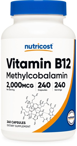 [BRSWKGYYAF5QCAD6] Nutricost Vitamin B12 (Methylcobalamin) 2000mcg, 240 Capsules - Vegetarian Caps, Non-GMO, Gluten Free B12 Supplement