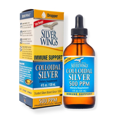 [BRSWIYQLCAJRMEL6] Natural Path Silver Wings Colloidal Silver 500ppm Immune Support Supplement 4 fl. oz. Dropper