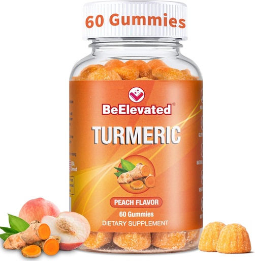 [BRSRMAYFDIPBEEY2] Curcumin Turmeric Gummies – Ekstra Güçlü 2000 mg 8:1 Türmeric Supplement Gummies with Black Pepper & Ginger – Vegan Non-GMO Ortak Destek Chewables – Peach Flavor, 60 Kont