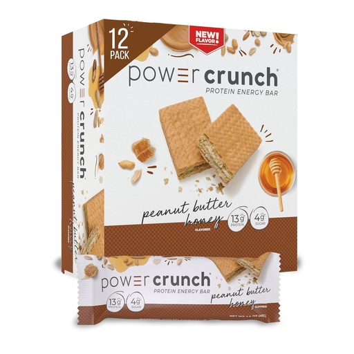 [BRSRAEA2CJ6W2HTZ] Power Crunch Protein Wafer Bars, High Protein Snacks with Delicious Taste, Peanut Butter Honey, 1.4 Ounce (12 Count)