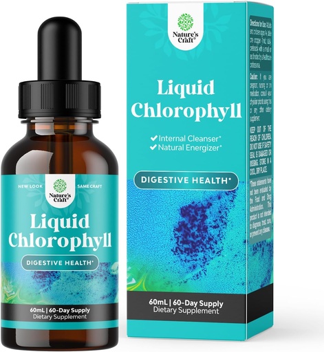 [BRSW2YI5AQNAEAD3] Vegan Liquid Chlorophyll Drops - Super Concentrated Mint Flavored Chlorophyll Liquid Drops - Internal Cleanser Digestive Support Immune Health and Whole Body Detox and Cleanse Support (60 Servings)