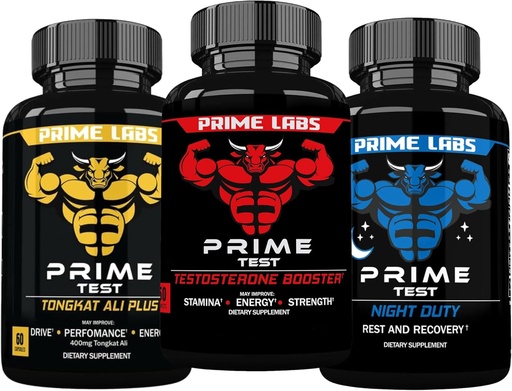 [BRSROBILOYCR6HYZ] Prime Labs Prime Testosteroni Booster + Night Duty Sleep Supplement + Tongkat Ali Plus (60 Count Each)