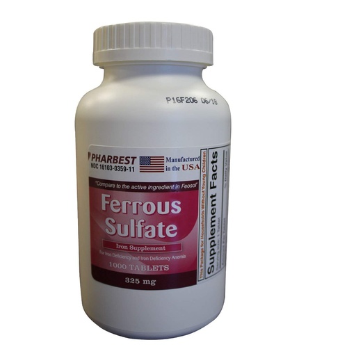 [BRSWGYAHOIGRO2TF] Ferrous Sulfate 325 mg Tablets, 1000 Count