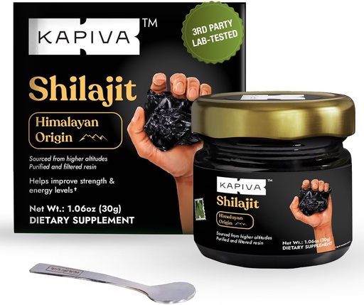 [BRSRAGA5O4FAECLA] Kapiva 100% Pure Himalajit Resina (30gm), Alta potenza per gli uomini e le donne | 120 Serve di 250mg | 80+ Trace Minerals, Fino al 70% Acido Fulvico | Autentico | Energia Naturale & Supporto Immune