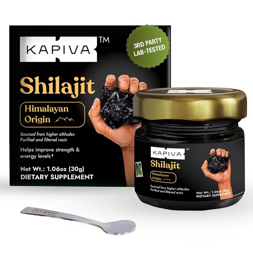 [BRSRAGA5O4FAECLA] Kapiva 100% Pure Himalayan Shilajit Resin(30gm), High Potency for Men & Women | 120 Servings of 250mg | 80+ Trace Minerals, Upto 70% Fulvic Acid | Authentic | Natural Energy & Immune Support