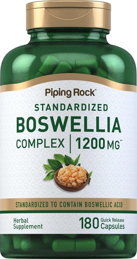 [BRSRMFAKOACQ2FIU] Piping Rock Boswellia Extrair Cápsulas         , 1200mg , 180 Contagem , Suplemento de ervas , Standardized Complex , Não-GMO, Gluten Free