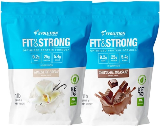 [BRSRABAYAUPW23TF] Evolution Advance Nutrition Fit & Strong - Pure Whey Protein Powder med BCAA, naturlig smak - 2 pund (Vanilla) + Fit & Strong- Pure Whey Protein Powder med BCAA - 2 pund (Chocolate)