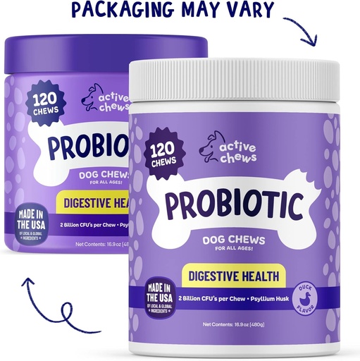 [BRSWEC3YOYBWMETV] | Pet Probiotics for Dogs | Dog Probiotics and Digestive Enzymes for Dogs Diarrhea, Gut Health for Dogs | Probiotic Chews for Dogs w/Fiber, Puppy probiotic Digestive Health, 120 ct