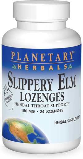 [BRSWIYAGBIOGOA3E] Herbes Planétaires Slippery Elm Lozenges, Fraise, 24 Comte