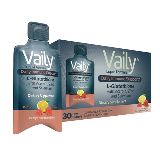 [BRSROA3QBUBRUYLF] Vaily Immune Support Supplement for Adults - Liquid Glutathione Supplement 860 mg w/Acerola Vitamin C Zinc & Selenium - High Potency Antioxidant, Skin Health, Detox Every Day - 30 Single-dose Vials