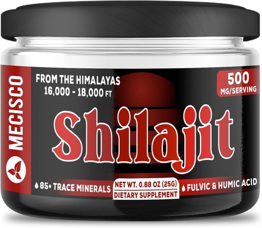 [BRSROGL3BEGQG2YY] 25g Shilajit Pure Himalayan Organic - Shilajit Resin Sudėtyje yra natūralaus Fulvic, humic acid & 85 + Sekti mineralus - Parama energijos gamybai, smegenų sveikata, imuninė sistema ir kūno pusiausvyra