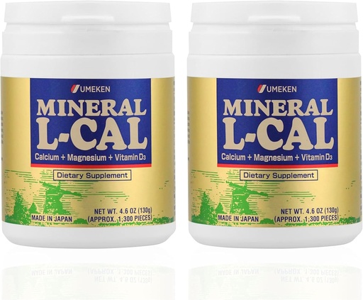 [BRSWGHQPB4AQEFL7] Mineral L-Cal Calcium with Vitamin D3, 4 Month Supply, Water Soluble Ball Format with Magnesium & Minerals, Fast Absorbing Calcium Magnesium D3 Supplement, 1,300 Balls per Bottle, 130g Each, Pack of 2