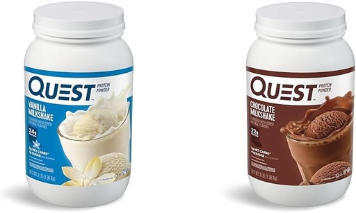 [BRSROCQPPMNQAHLL] Quest Nutrition Vainilla Milkshake Protein Powder, 24g de Protein, 1g de Azúcar, Bajo Carb &amp; Chocolate Milkshake Protein Powder, 22g Protein, 1g Sugar, Baja Carb, Gluten Gratis
