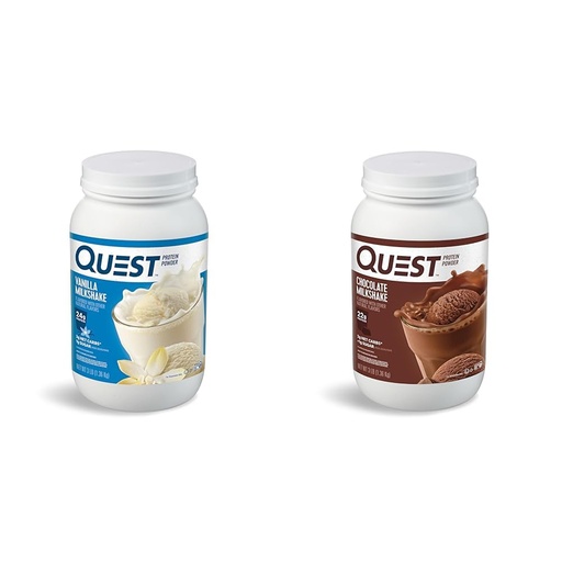 [BRSROCQPPMNQAHLL] Quest Nutrition Vanilla Milkshake Protein Powder, 24g of Protein, 1g of Sugar, Low Carb & Chocolate Milkshake Protein Powder, 22g Protein, 1g Sugar, Low Carb, Gluten Free