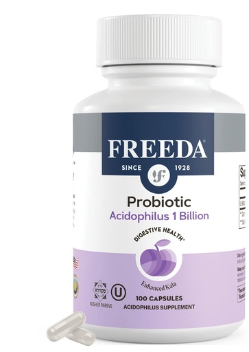 [BRSWYCANAV4BQHTU] FREEDA Acidophilus Probiotic 1 Billion CFU – Lactobacillus Acidophilus for Women & Men – Gut Health & Digestive Support – Vegan, Kosher, Non-GMO – Shelf-Stable Supplement (100 Capsules)