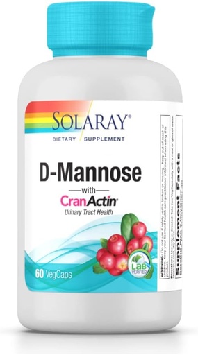 [BRSWIE3YPJYAKGT6] Solaray D-Mannose con CranActin - 60 cápsulas vegetarianas