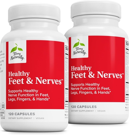 [BRSWKFAEC4AW23Y3] Terry Naturally Healthy Feet &amp; Nerves - Suplemento herbal con vitamina bioactiva B12 - Circulación &amp; Nerve Health Support Suplemento - Capsules veganos con Boswellia Serrata - 120 capsules (Pack of 2)