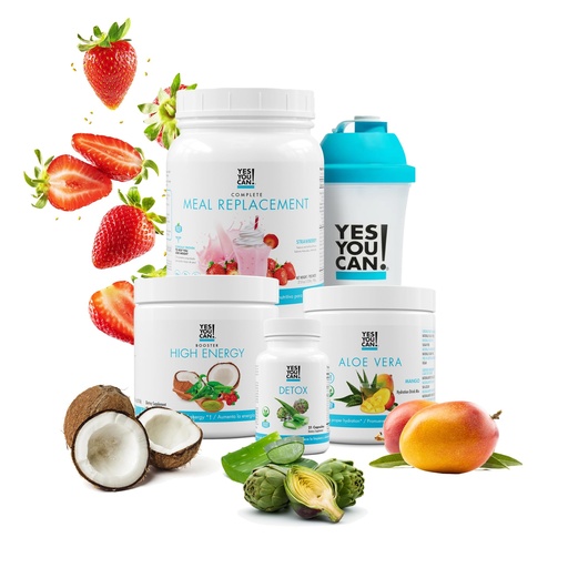 [BRSRMYI2BAPQKYI2] Yes You Can! Detox Plus Kit, Daily Cleanse Pure Fiber Meal Replacement, Drink Mix, Shake Booster and Supplement, Body Cleanse Kit for Women, Daily System Cleanse - Strawberry, Aloe Vera Mango