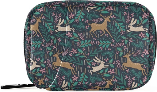 [BRSW223QOUBAICQ4] Animal Deer Rabbit Pill Box 7 Day Pill Case Travel Pill Organizer Bag with Zipper Portable Weekly Case Compact Size for Vitamin Supplement Holder