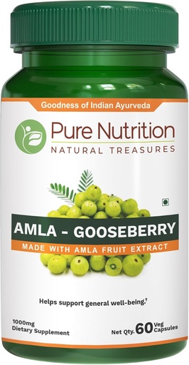 [BRSWYBI3B4AQ4DIY] Pure Nutrition Amla Extract 1000 mg per Serving. (Equivalenttinen 8000 mg Amla Fruit Powder) Ei-muuntogeenisiä organismeja 60 Veg-kapselia