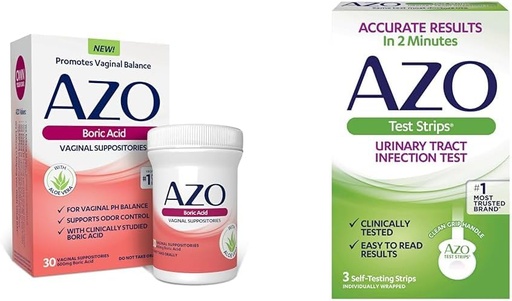 [BRSRAYYYBENWE334] Un àcid aZO Boric Vaginal Supositoris ajuda al control Odo i a l'equilibri Vaginal PH, 30 comte Urinary Tract Infection (UTI) Test Strips, Els resultats importants en 2 minuts, 3 comte