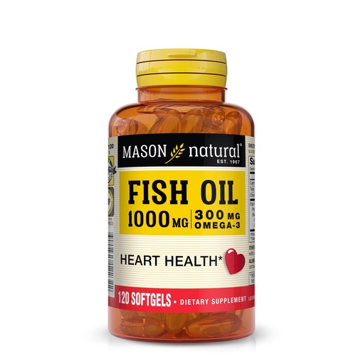 [BRSWIZL2CEDBQ3DE] MASON NATURAL Omega-3 Fish Oil Daily Supplement, 1000mg with EPA and DHA for Joint Support, 120-Day Supply, 120 Softgel Pills (1 Pack)
