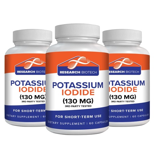 [BRSW2CQCB4NB4AY3] Max-Bio Potassium Iodide 130mg Capsules - 180 Count - Dietary Supplement for Thyroid Support and Protection