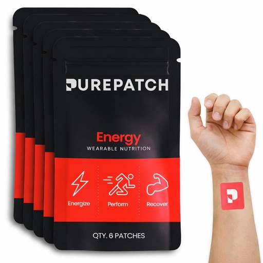 [BRSRAGITAQPGYYLB] Pure Patch® Energy Patch – Botanical-Inspired Topical Patch with Caffeine, Amino Acids, and Electrolyte Blend – Non-Ingestible Format – 30 Patches