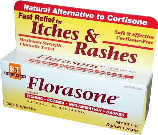 [BRSWIYYMOJ4RAEAV] Boericke & Tafel Florasone Itches & Rashes Cream - 1 oz, 2 Pack