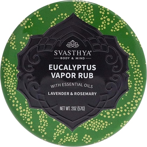 [BRSWKHD5PICBMCL7] Svasthya Body & Mind Eucalyptus Vapor Rub - Opens Nasal Passages & Moisturizes The Skin, Cough, Stuffy Nose & Congestion Relief, Olive Oil, Beeswax, Lavender, Rosemary - Made in The USA, 2oz