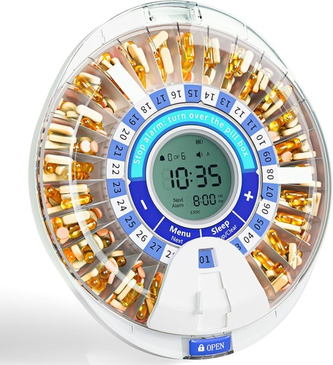 [BRSRMCD5BABREH33] Windtrace Automatic Pill Dispenser for Elderly, Electronic Pill Organizer with Alarm & Light, 28 Day Smart Timed Medication Dispenser, Timed Pill Dispenser Machine for Prescriptions & Vitamins