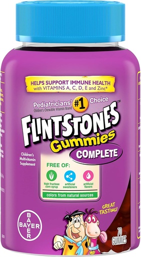 [BRSWIEA7O57BQCLK] Flintstones Children's Complete Multivitamin Gummies, 70 Kont