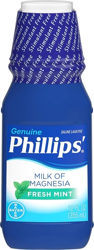 [BRSWIZTQOF4R63DM] Phillips' Milk of Magnesia Laxative, Fresh Mint, 12 Fl Oz (Pack of 2)