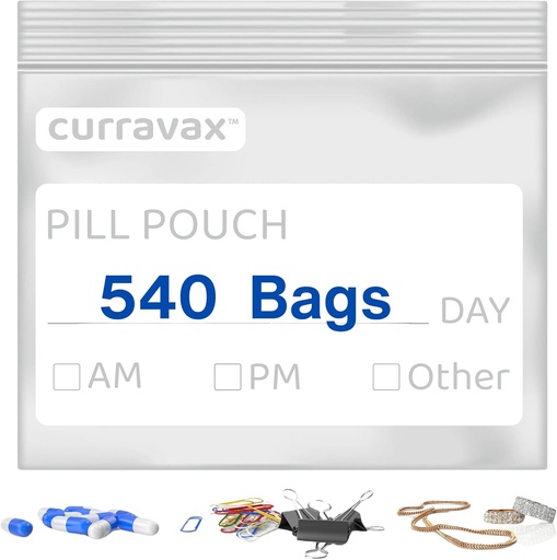 [BRSW2AILB56QACI7] Pill Bags för Travel Pack på 540 - BPA Gratis 3 x 2,75 tum Pill Pouch - Återanvändbara Pill Pouches för Medicin med Skriv på Etikett - Rensa Ziplock Pill Baggies för Travel Medicine Organizer